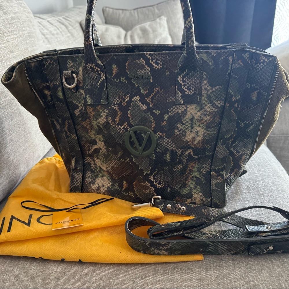 Valentino PYTHON 🐍 Green Camouflage Tote Bag